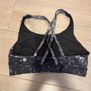 lululemon athletica Black & White Marble Print Strappy Sports Bra